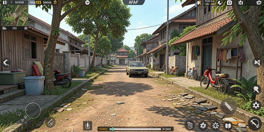 Screenshot gameplay AFAF menampilkan interaksi karakter dan lingkungan.