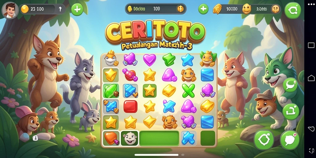 Tampilan menarik gameplay CERITOTO dalam genre Match-3.