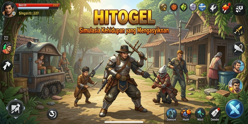 Tangkapan layar dari gameplay HITOGEL yang menggambarkan pengalaman simulasi kehidupan.
