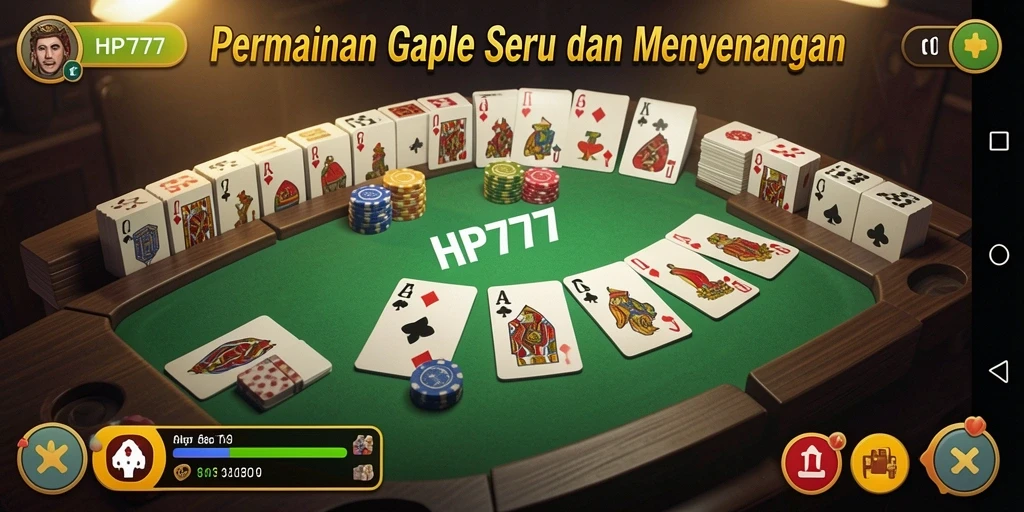 Screenshot gameplay HP777 menampilkan keseruan permainan Gaple.