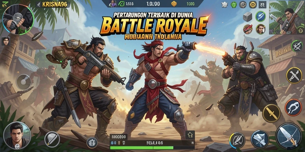 Gameplay seru KRISNA96 dalam pertarungan Battle Royale.