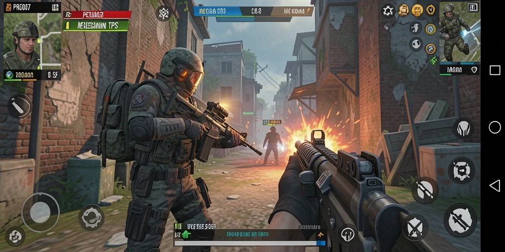 Tangkapan layar menunjukkan aksi intens dalam gameplay TPS.