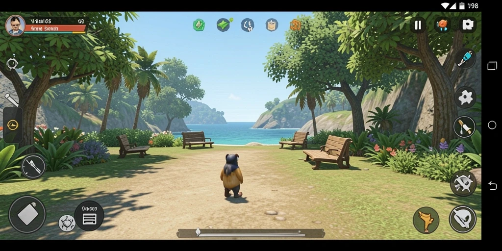 Tampilan gameplay V98 yang penuh warna dan menyenangkan.